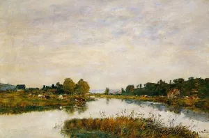 The Still River at Deauville by Eugene-Louis Boudin Oil Painting