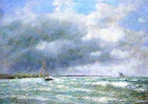 The Stranded Boat by Eugene-Louis Boudin Oil Painting