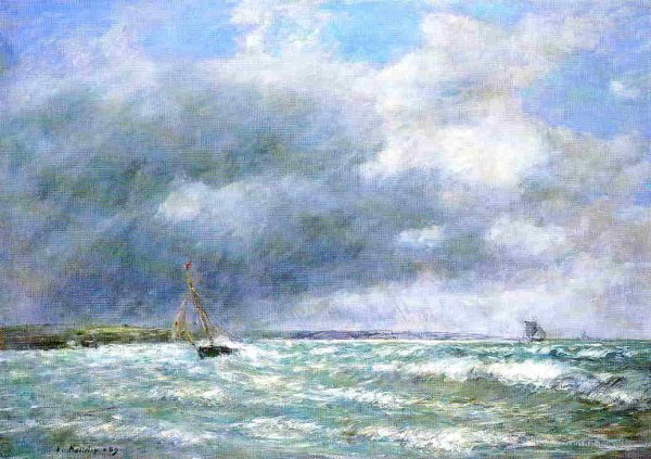 The Stranded Boat by Eugene-Louis Boudin - Hand-Painted Oil Painting Reproduction
