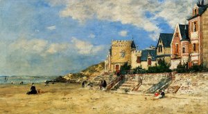 The Tour Malakoff and the Trouville Shore by Eugene-Louis Boudin Oil Painting