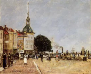 The Town of Dordrecht by Eugene-Louis Boudin Oil Painting