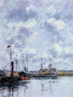 The Trouville Basin by Eugene-Louis Boudin Oil Painting