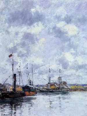 The Trouville Basin by Eugene-Louis Boudin Oil Painting