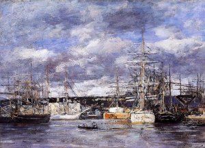 The Vauban Basin at Havre by Eugene-Louis Boudin Oil Painting