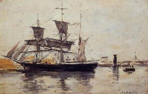 Three Masted Ship at Dock