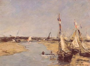Trouville at Low Tide by Eugene-Louis Boudin Oil Painting