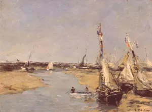 Trouville at Low Tide by Eugene-Louis Boudin - Oil Painting Reproduction
