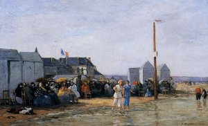 Trouville, Bathing Hour by Eugene-Louis Boudin Oil Painting