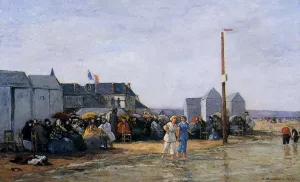 Trouville, Bathing Hour by Eugene-Louis Boudin Oil Painting