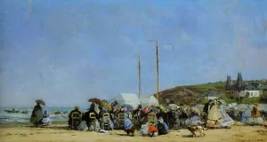 Trouville, Beach Scene by Eugene-Louis Boudin Oil Painting