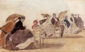 Trouville Beach by Eugene-Louis Boudin Oil Painting