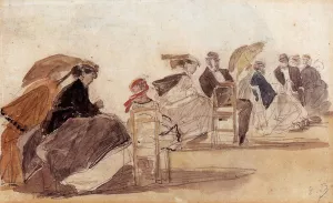Trouville Beach Oil painting by Eugene-Louis Boudin