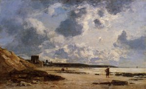 Trouville, Black Rocks by Eugene-Louis Boudin Oil Painting