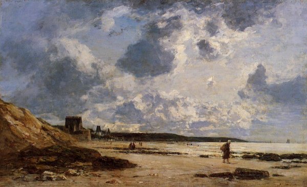 Trouville, Black Rocks by Eugene-Louis Boudin - Hand-Painted Oil Painting Reproduction