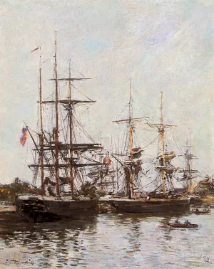 Trouville Harbor Oil painting by Eugene-Louis Boudin