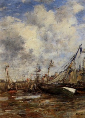 Trouville, Low Tide by Eugene-Louis Boudin Oil Painting