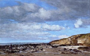 Trouville, Shore and Rocks by Eugene-Louis Boudin Oil Painting
