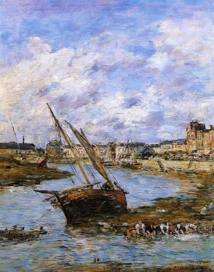 Trouville, the Inner Port, Low tide by Eugene-Louis Boudin Oil Painting