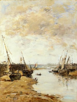 Trouville, the Jetties, Low Tide by Eugene-Louis Boudin Oil Painting