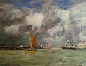 Trouville, the Jettys, High Tide by Eugene-Louis Boudin Oil Painting