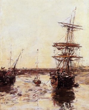 Trouville: the Outer Harbor by Eugene-Louis Boudin Oil Painting