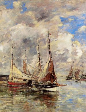 Trouville, the Piers, High Tide by Eugene-Louis Boudin Oil Painting