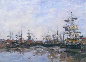 Trouville, the Port at Low Tide by Eugene-Louis Boudin - Oil Painting Reproduction