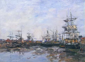 Trouville, the Port at Low Tide by Eugene-Louis Boudin Oil Painting