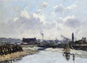 Trouville, the Port, Low Tide, Morning by Eugene-Louis Boudin - Oil Painting Reproduction