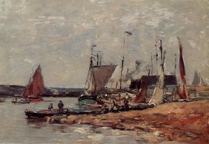 Trouville, the Port by Eugene-Louis Boudin Oil Painting