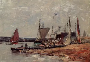 Trouville, the Port painting by Eugene-Louis Boudin