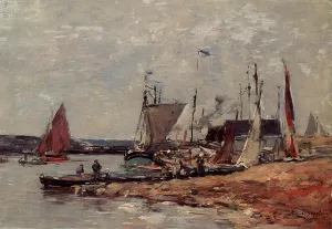 Trouville, the Port by Eugene-Louis Boudin Oil Painting
