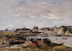 Trouville, View from Deauville, a Day in March by Eugene-Louis Boudin Oil Painting