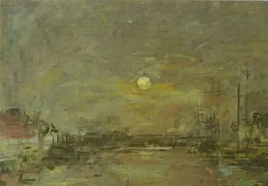 Twilight Over the Basin of Le Havre by Eugene-Louis Boudin - Oil Painting Reproduction