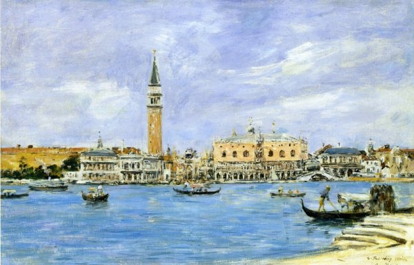 Venice, the Campanile, the Ducal Palace and the Piazzetta by Eugene-Louis Boudin - Hand-Painted Oil Painting Reproduction