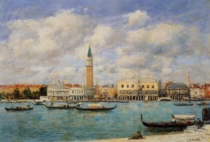 Venice, the Campanile, View of Canal San Marco from San Giorgio Oil painting by Eugene-Louis Boudin