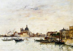Venice, the Mole at the Entrance of the Grand Canal and the Salute by Eugene-Louis Boudin Oil Painting