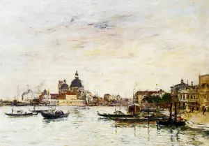 Venice, the Mole at the Entrance of the Grand Canal and the Salute by Eugene-Louis Boudin - Oil Painting Reproduction