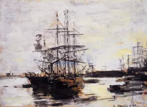 Vessel at Anchor Outside of Venice by Eugene-Louis Boudin - Oil Painting Reproduction
