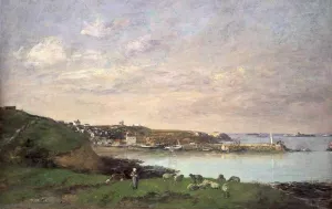View at Saint-Quay-Portriaux by Eugene-Louis Boudin - Oil Painting Reproduction