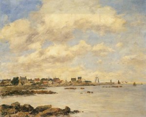 View of Saint-Vaast-La-Houghe by Eugene-Louis Boudin Oil Painting