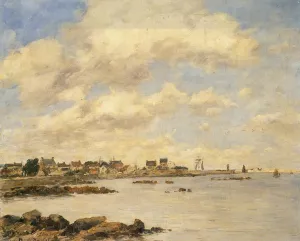 View of Saint-Vaast-La-Houghe by Eugene-Louis Boudin Oil Painting