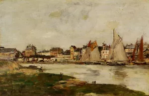 View of the Port of Trouville, High Tide Oil painting by Eugene-Louis Boudin