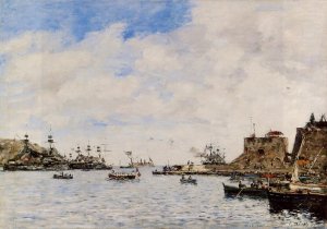 Villefranche, The Harbor by Eugene-Louis Boudin Oil Painting
