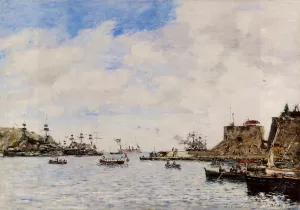 Villefranche, The Harbor by Eugene-Louis Boudin Oil Painting