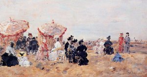 Villers, Beach Scene by Eugene-Louis Boudin Oil Painting
