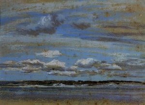 White Clouds over the Estuary by Eugene-Louis Boudin Oil Painting