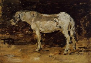 White Horse by Eugene-Louis Boudin Oil Painting
