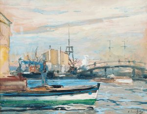 Bateau sur la Siene by Eugene Louis Gillot Oil Painting