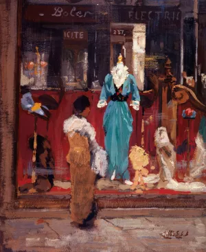 Devanture d'une boutique de mode. by Eugene Louis Gillot Oil Painting